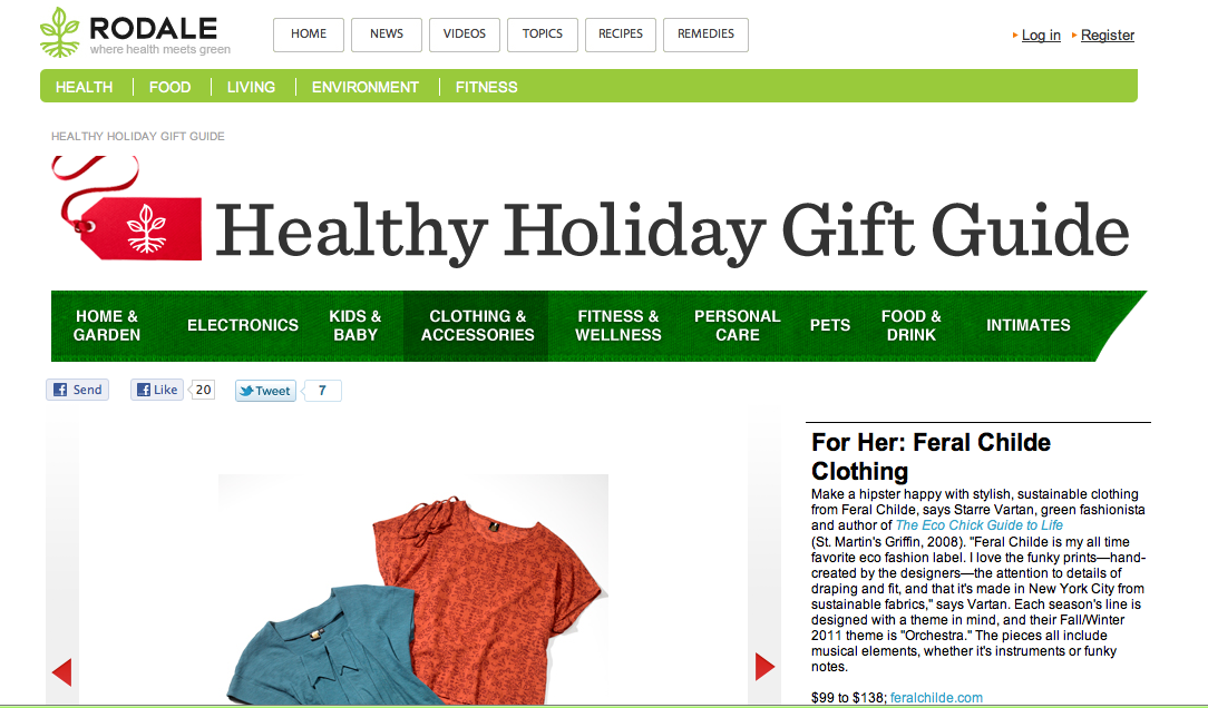 Rodale's Healthy Holiday Gift Guide Features Feral Childe
